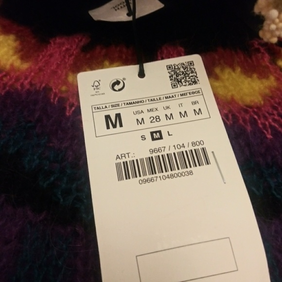 Zara oversized Jacquard Wool multicolore sweater - Picture 4 of 5